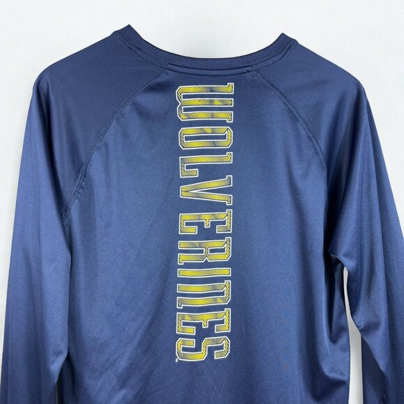 Champion Michigan Wolverine Long Sleeve Shirt - Size Medium Blue Maize Unisex - Picture 4 of 8